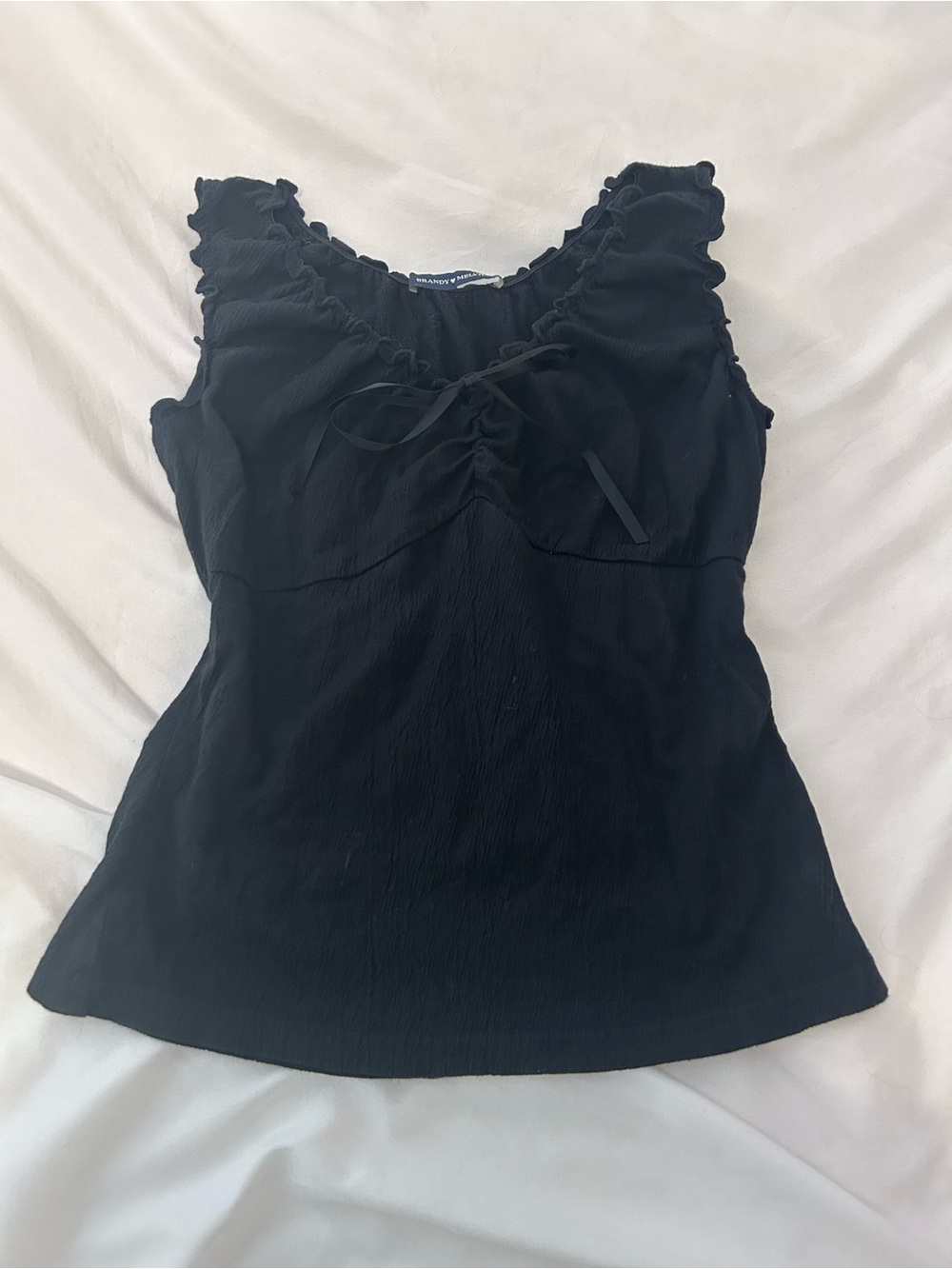 Brandy Melville Black Ruffled Tie-Front Sleeveless Camisole
